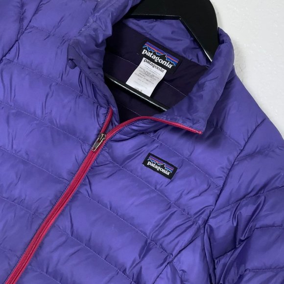 Patagonia Down Sweater Full Zip Jacket in Purple Girls Size L(12)